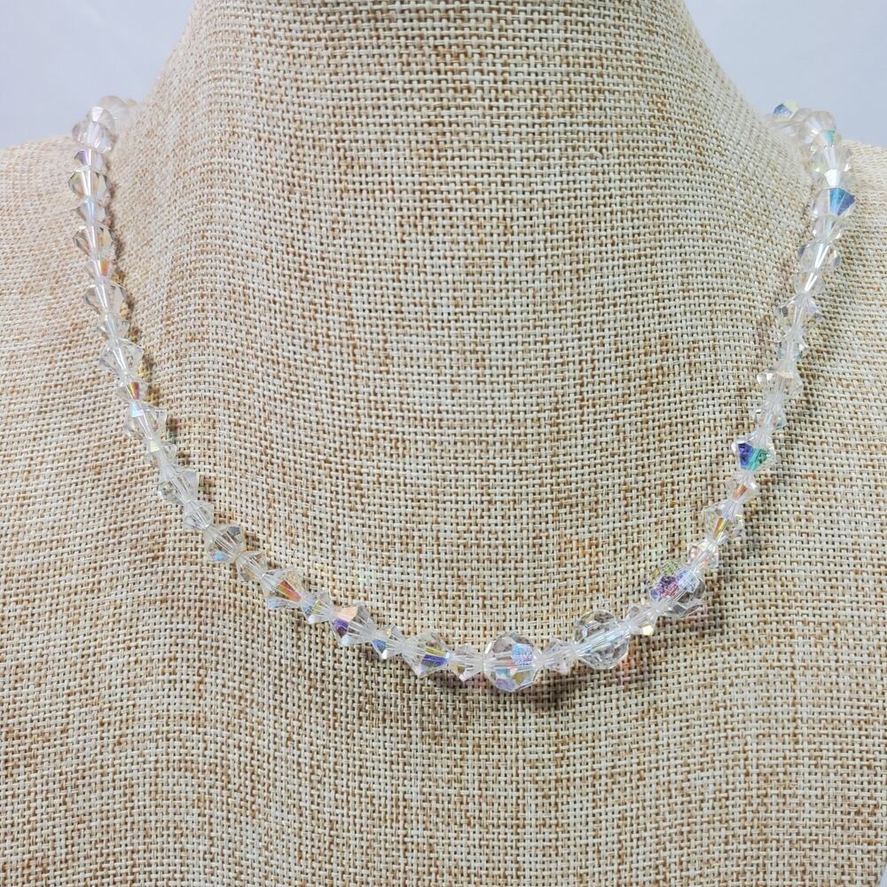 Vintage Necklace 20 Inch Clear Glass Bead